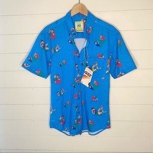 RSVLTS saved by the bell zack Morris button up shirt unisex mens s small blue